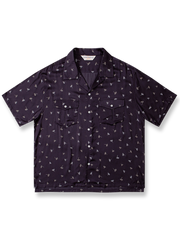 タンポポ柄プリントのテンセル生地アロハシャツ