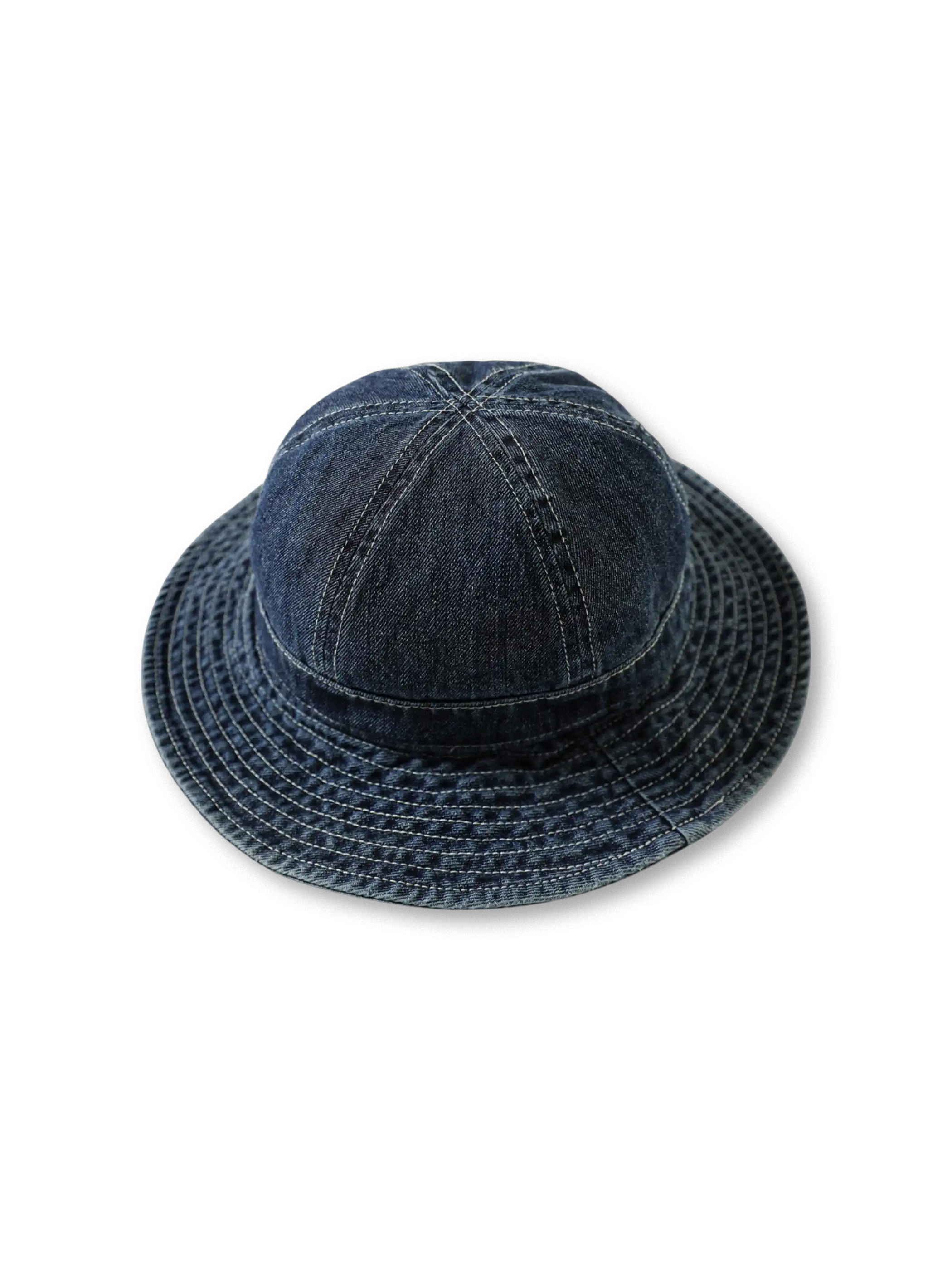 藍染めデニムを使用したウォッシュ加工のフィッシャーマンハット