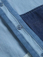 デニムパッチワークショートスリーブシャツ