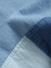 デニムパッチワークショートスリーブシャツ