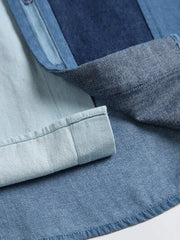 デニムパッチワークショートスリーブシャツ