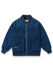 デニム切り替えと大きなポケットが際立つスタジャン