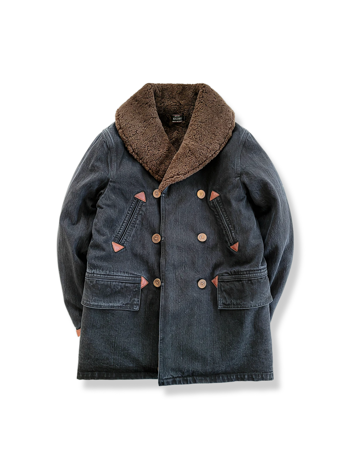 デニムダブルブレストウールライナー中綿ジャケット