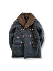 デニムダブルブレストウールライナー中綿ジャケット