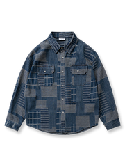 ジャカード織りの配色デザインが特徴のデニムシャツ