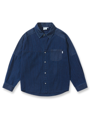 藍染の伝統技術とパッチワークが融合したデニムシャツ