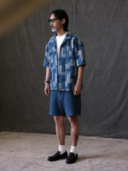 デニムパッチワークウォッシュドシャツ