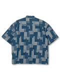 デニムパッチワークウォッシュドシャツ全体像