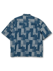 デニムパッチワークウォッシュドシャツ全体像