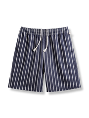 縦ストライプデニムのシェフ風ショートパンツ