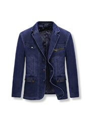 スリムフィットのデニムスーツジャケット