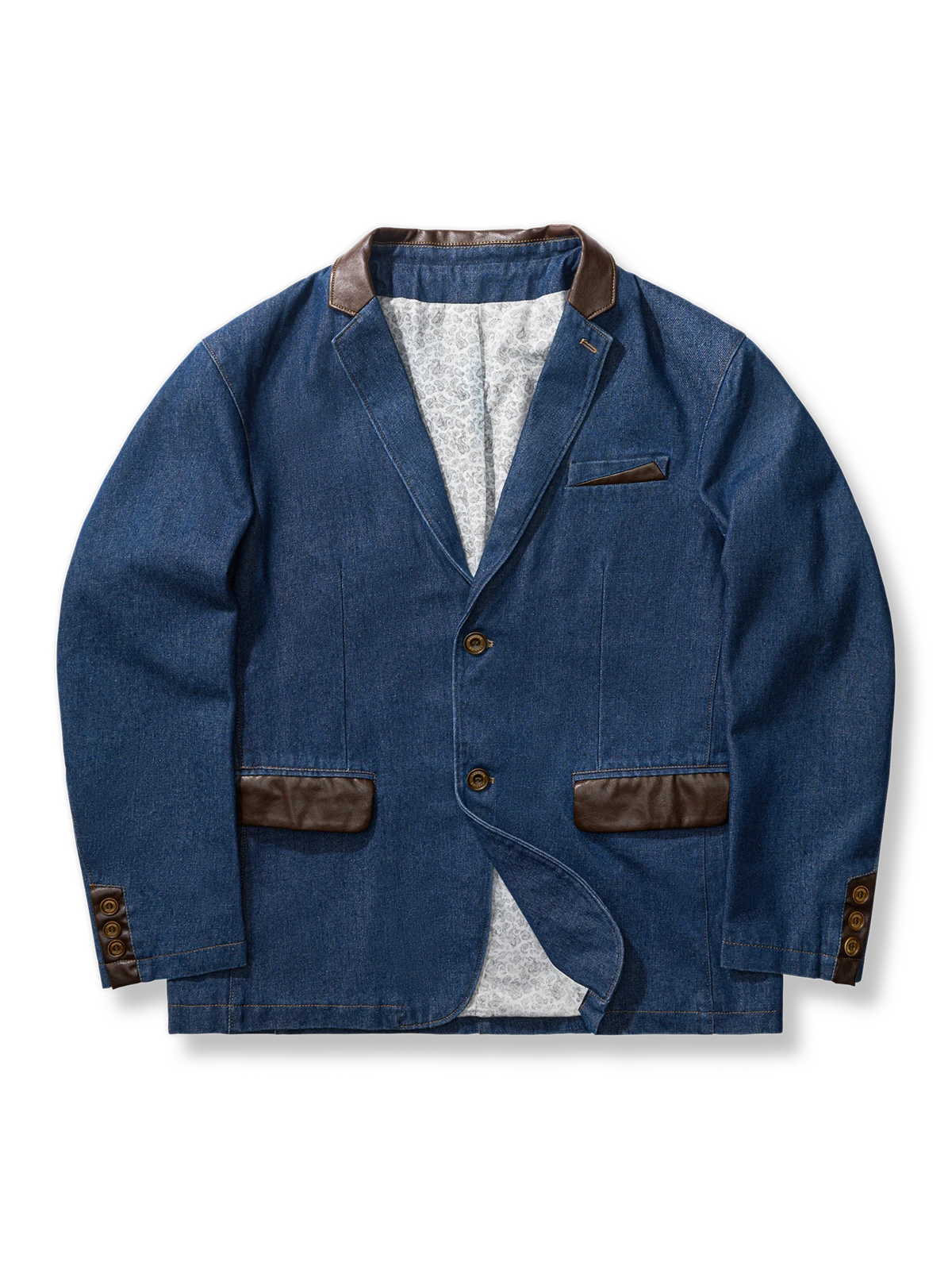 ブローチ付 デニムテーラードジャケット