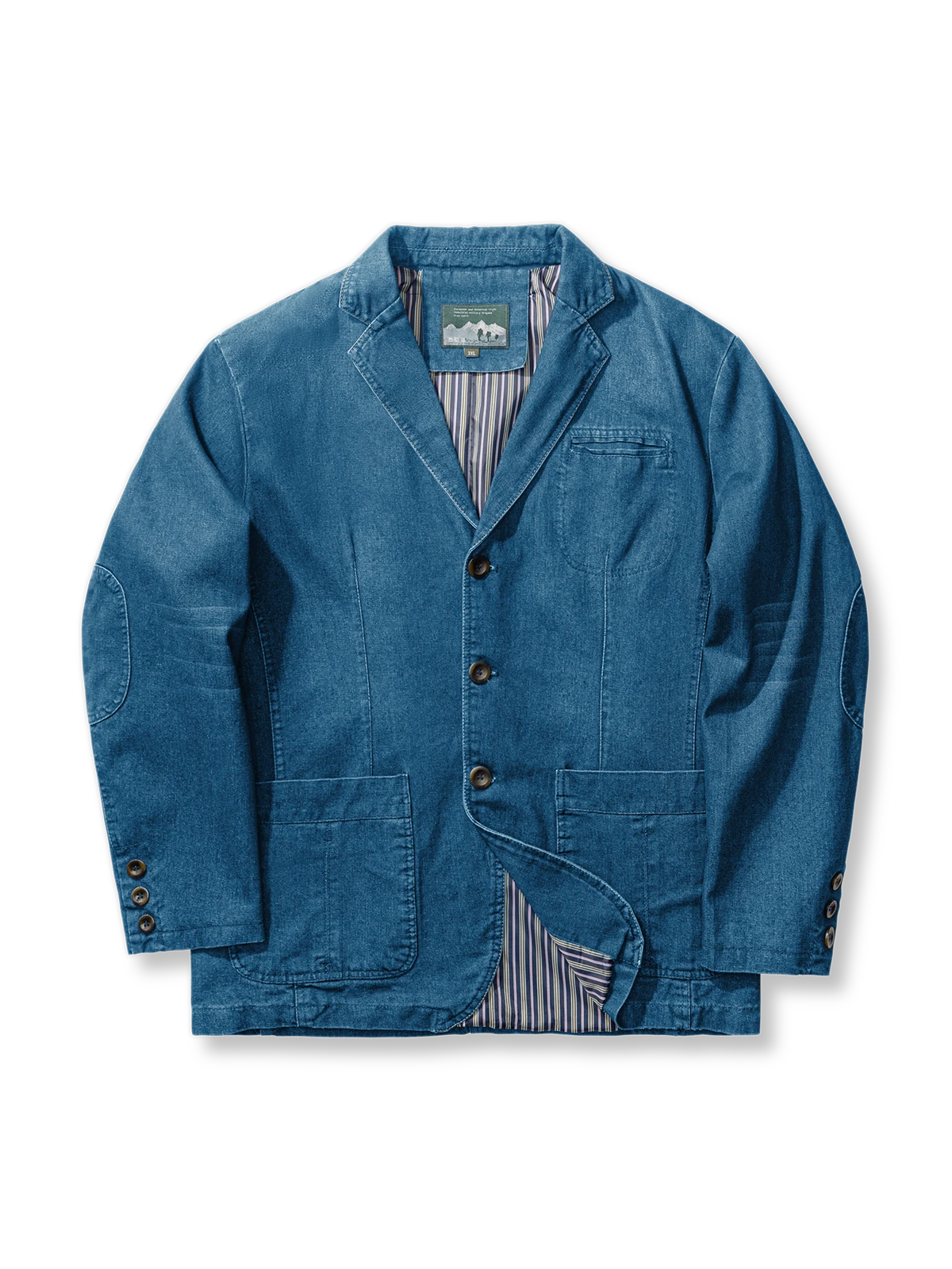 裏ストライプ柄 デニム テーラードジャケット