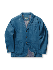 裏ストライプ柄 デニム テーラードジャケット