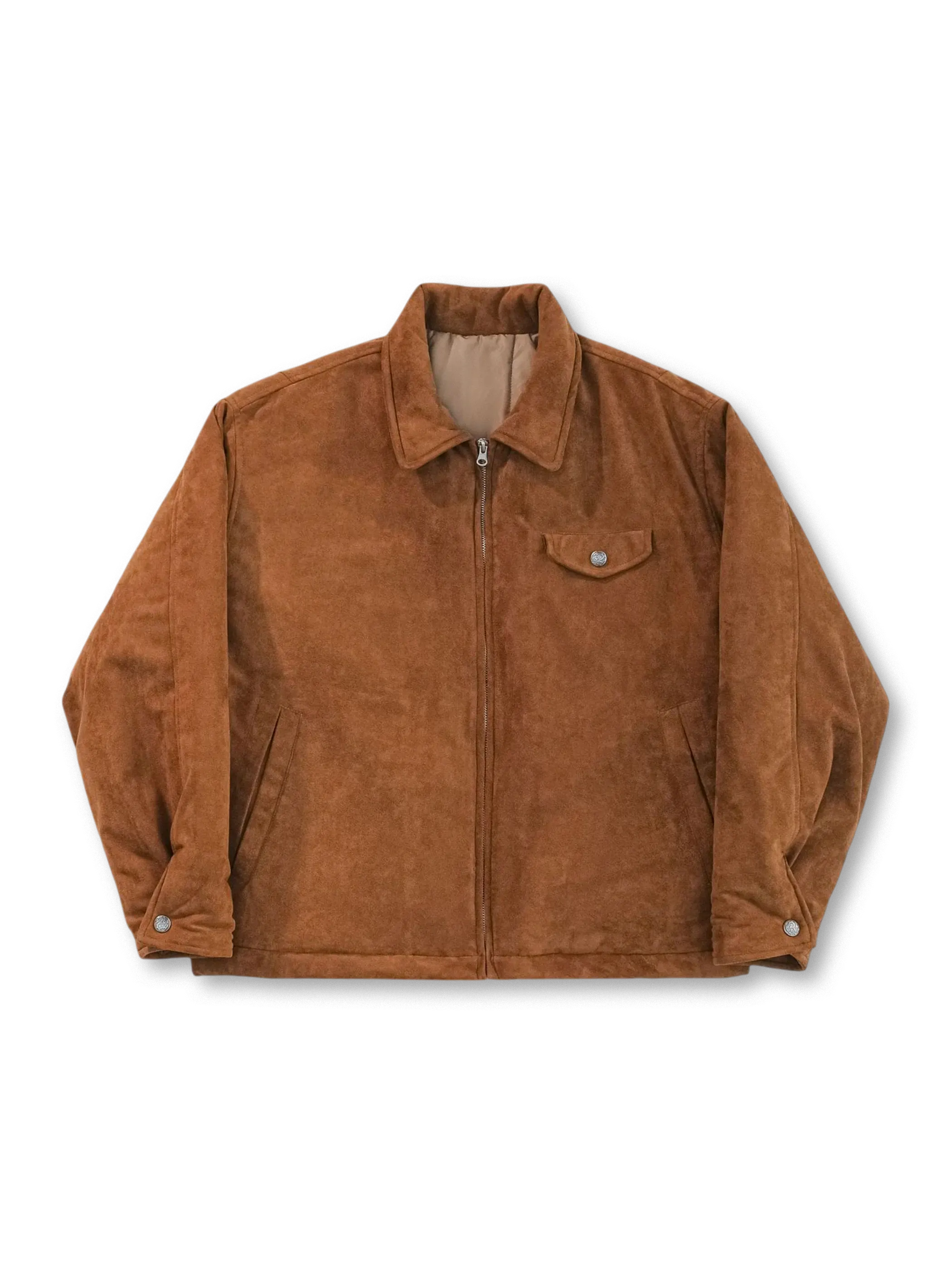 クラシックなデトロイト工装にインスパイアされたスエードタッチジャケット。保温性と快適性を兼ね備えたカジュアルウェア。