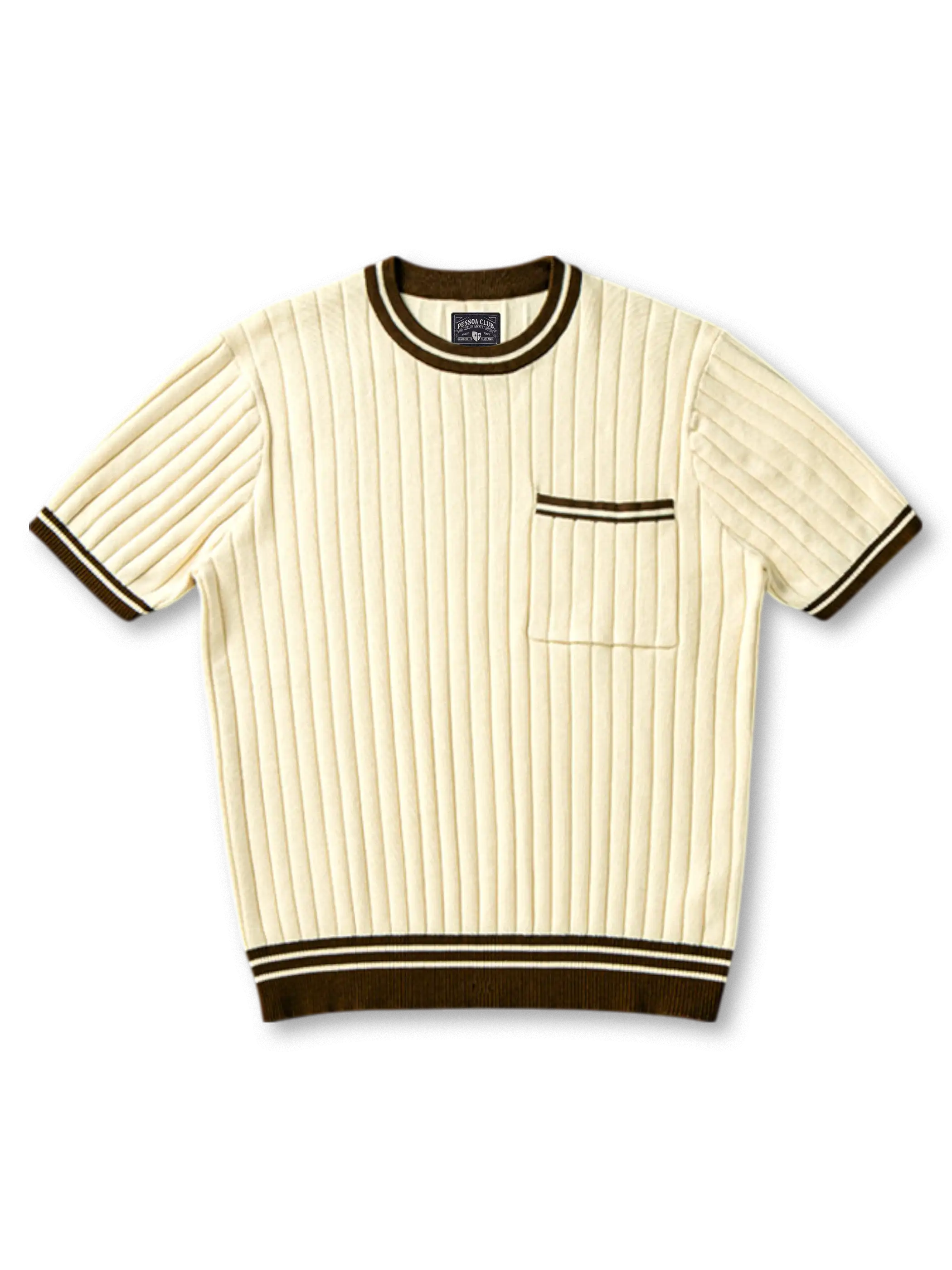 双糸コットンリブと配色ポケットラインが映える60年代ヴィンテージ風ポケットTシャツ