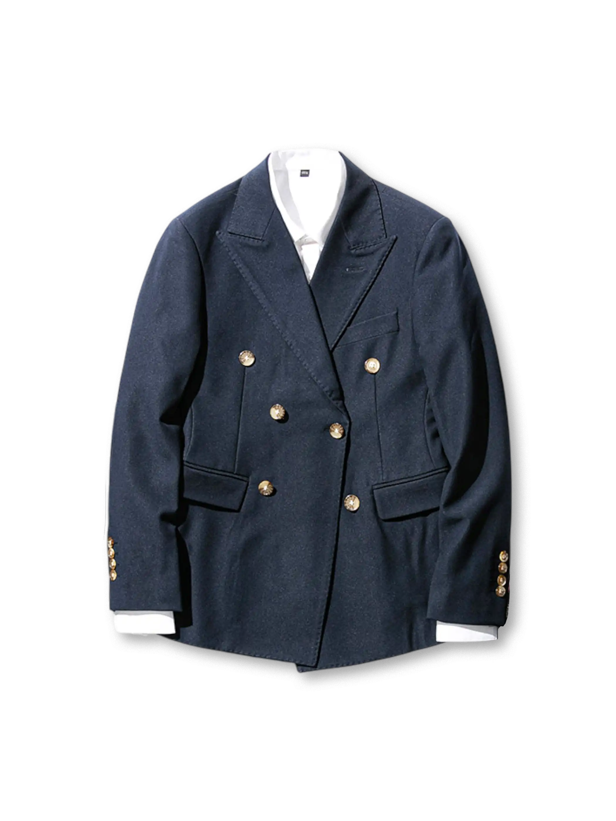 英国調ダブルブレストと軽やかなオリジナル生地を組み合わせたアイビースタイルブレザー。上品で快適な一着。
