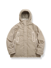 ドローストリング裾とジップポケット付きの中綿ダウンジャケット