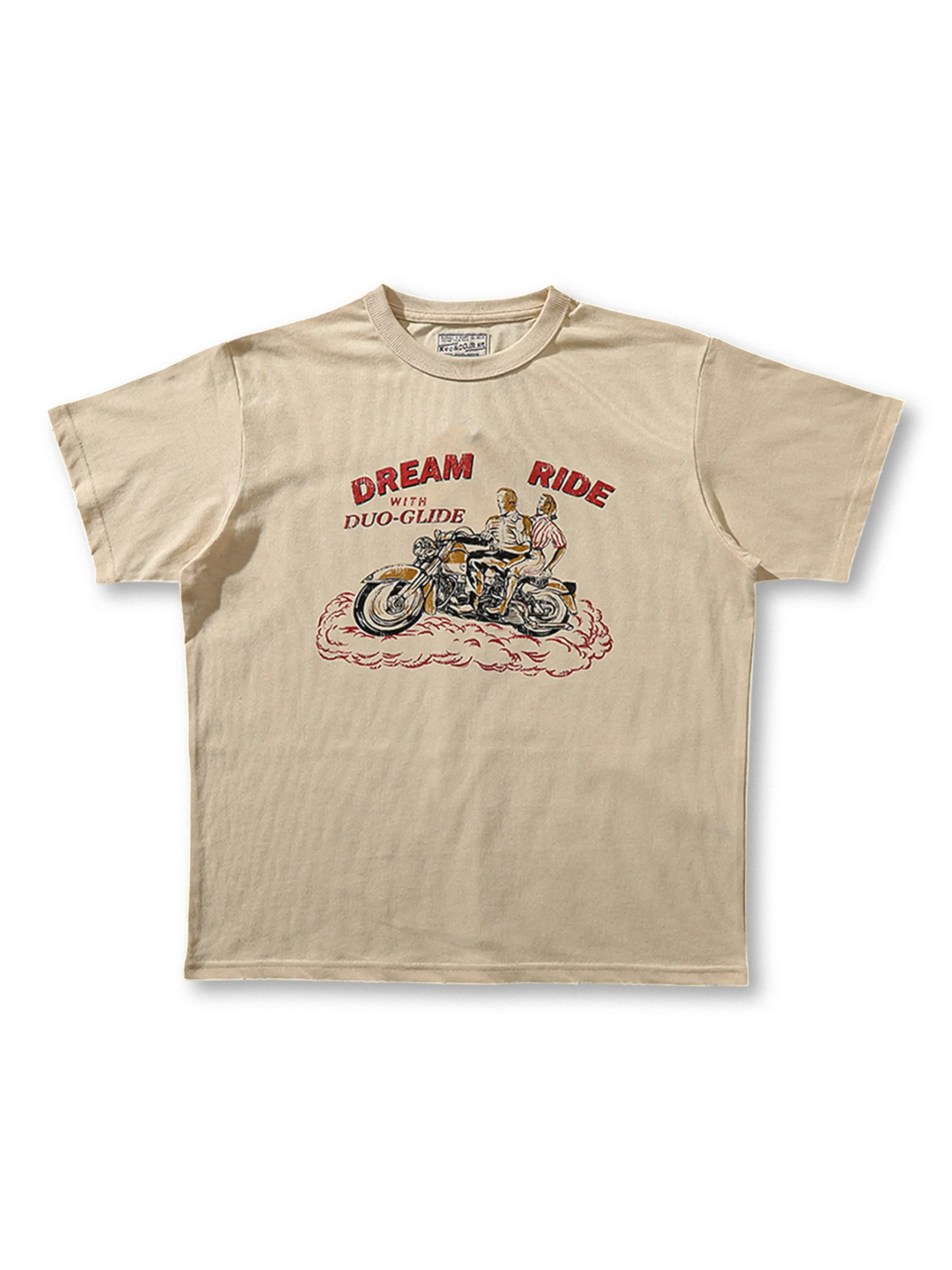 厚手コットンボディにハーレー店広告プリントを施したアメリカンロードムードあふれるTシャツ