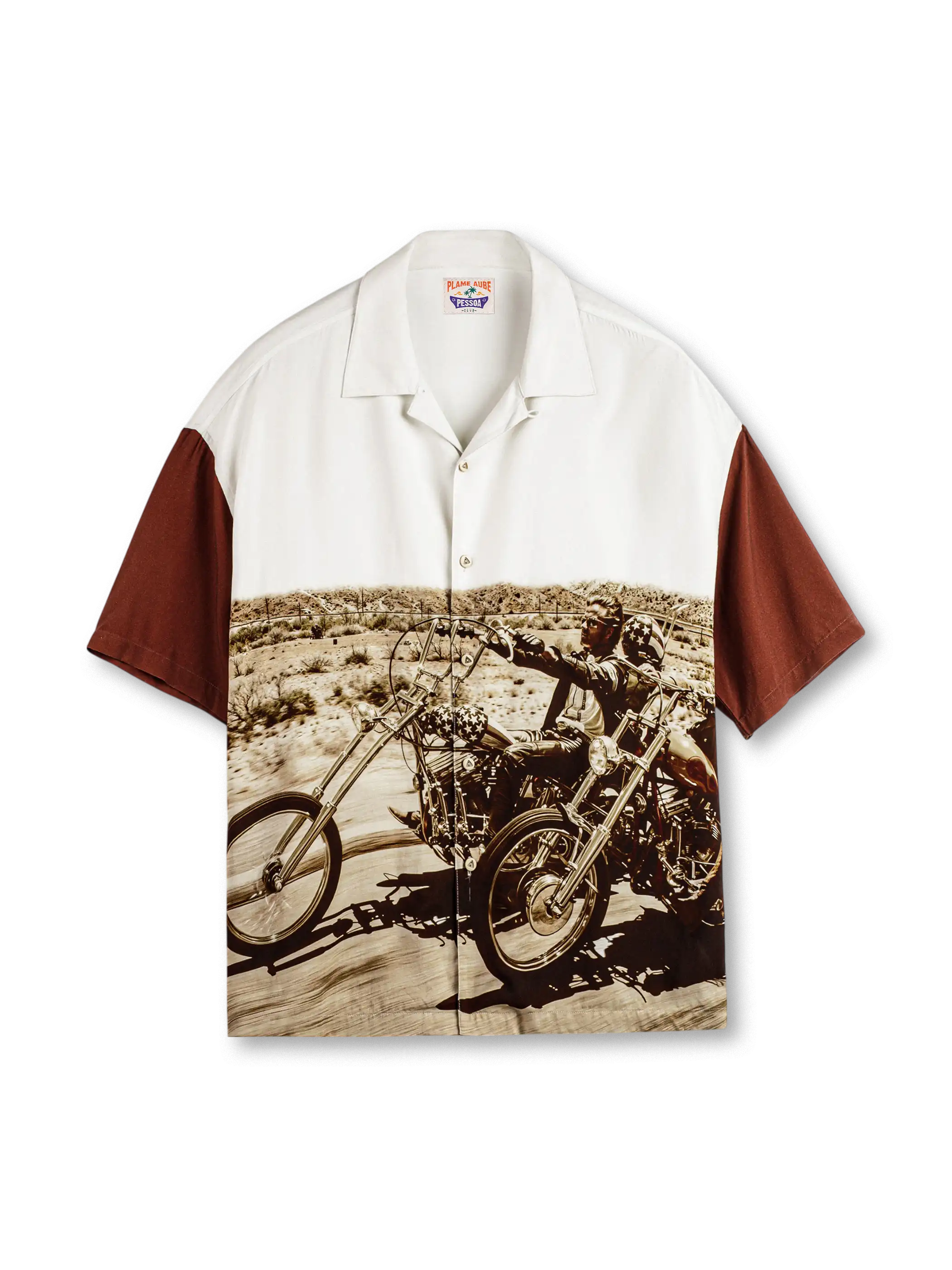 イージーライダー映画シーンをフルプリントしたキューバカラーシャツ
