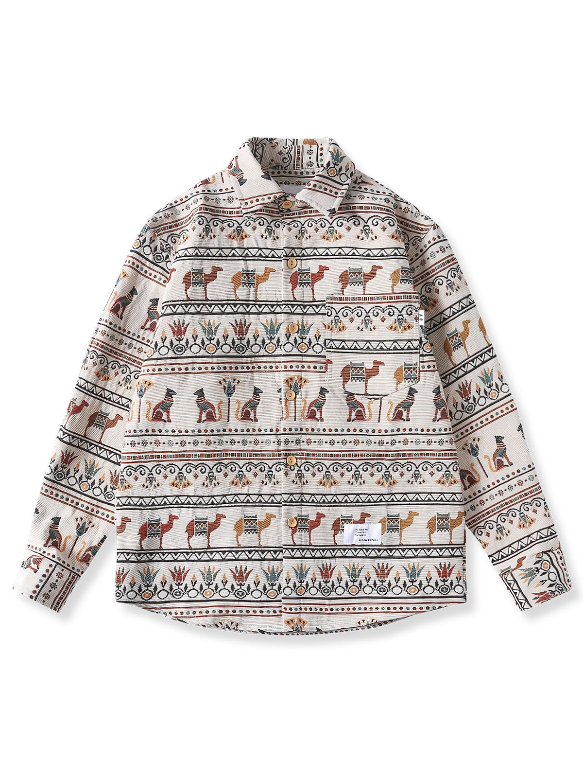 エジプト シンボル ジャガード柄 長袖シャツ