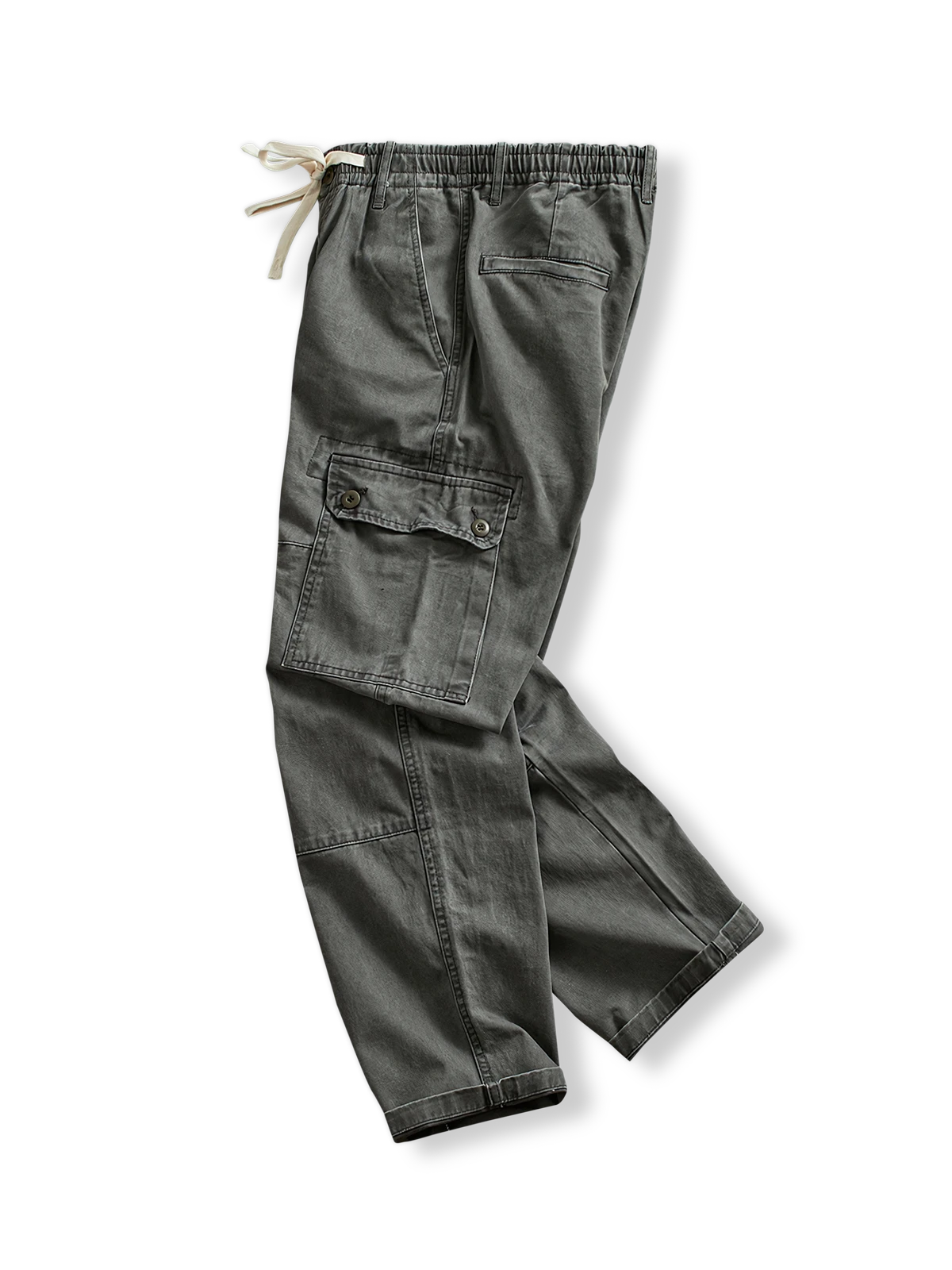 4色展開のウエストゴム付きワイドパンツ。