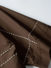 刺繍グリッドはんてんカーディガンシャツ