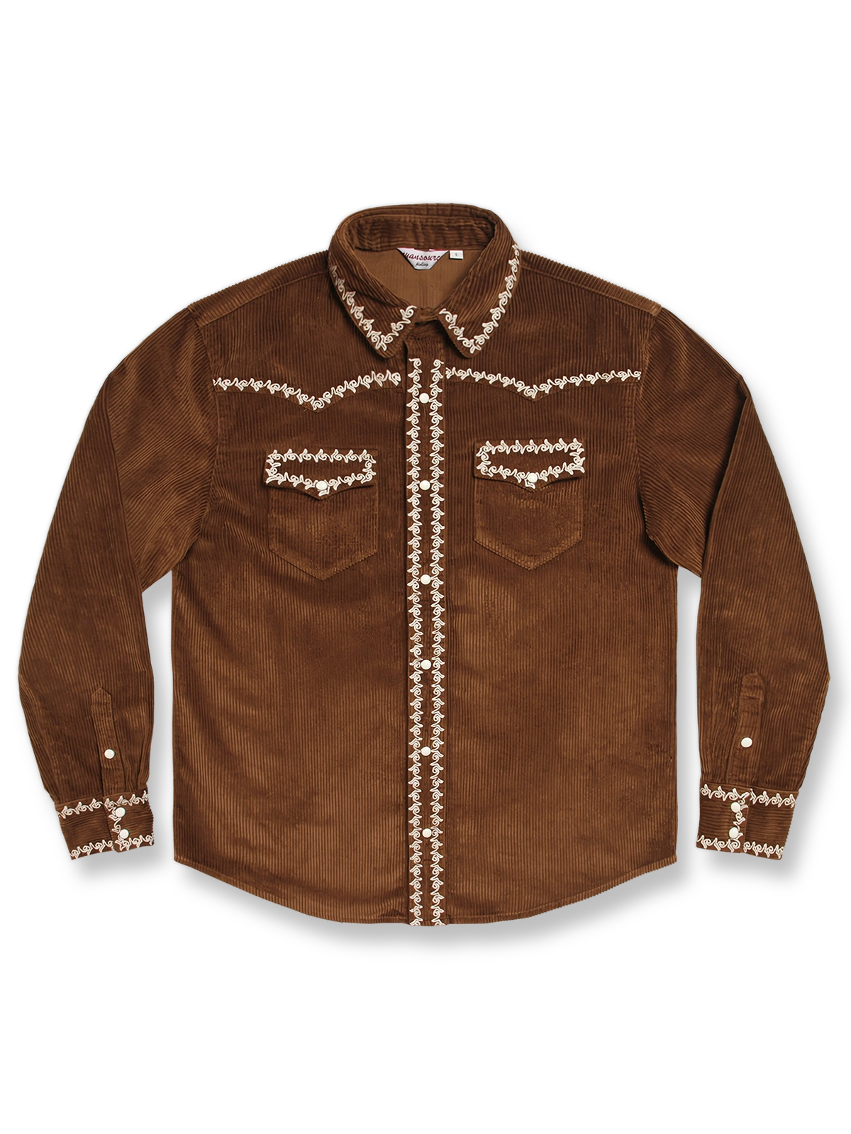 厚手コーデュロイに立体刺繍と西部風カッティングを組み合わせたアメカジヴィンテージシャツ。