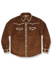 厚手コーデュロイに立体刺繍と西部風カッティングを組み合わせたアメカジヴィンテージシャツ。