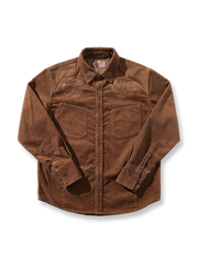 唐草刺繍とスエードパッチが映えるコーデュロイのウェスタンシャツ