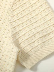 ラグド・クルーネック半袖ニット