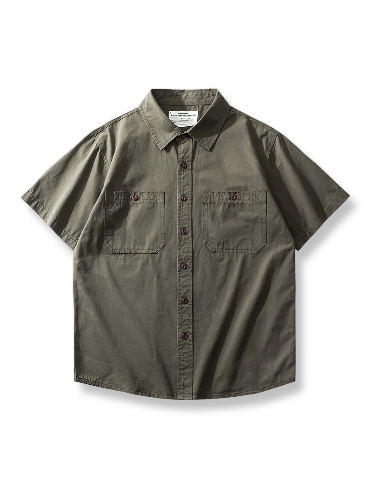 ヴィンテージワークウェア風ツイルコットンのエンジニア半袖シャツ