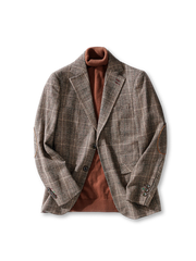 伝統的な英国紳士スタイルを踏襲した上質ウール製チェックジャケット。立体的なシルエットと洗練されたラペルがビジネスからカジュアルまで幅広く活躍。