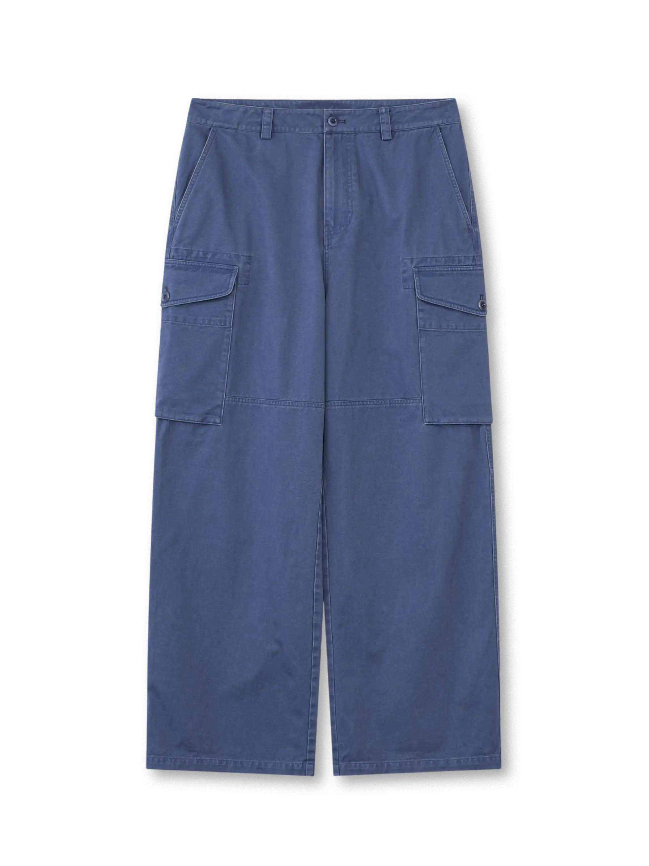 Enzyme wash vintage wide leg work pants in blue canvas