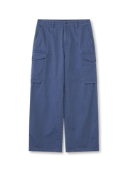 Enzyme wash vintage wide leg work pants in blue canvas