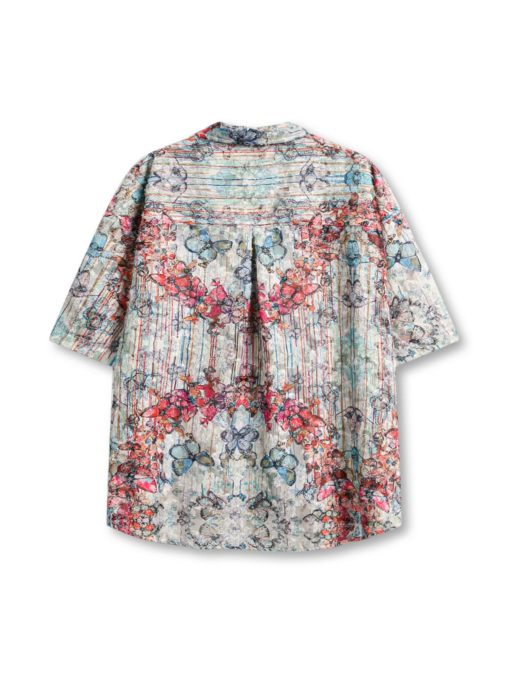 エスニック風ジャカードタッセル半袖シャツ前面