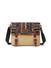 民族風柄とキャンバスのパッチワークショルダーバッグ