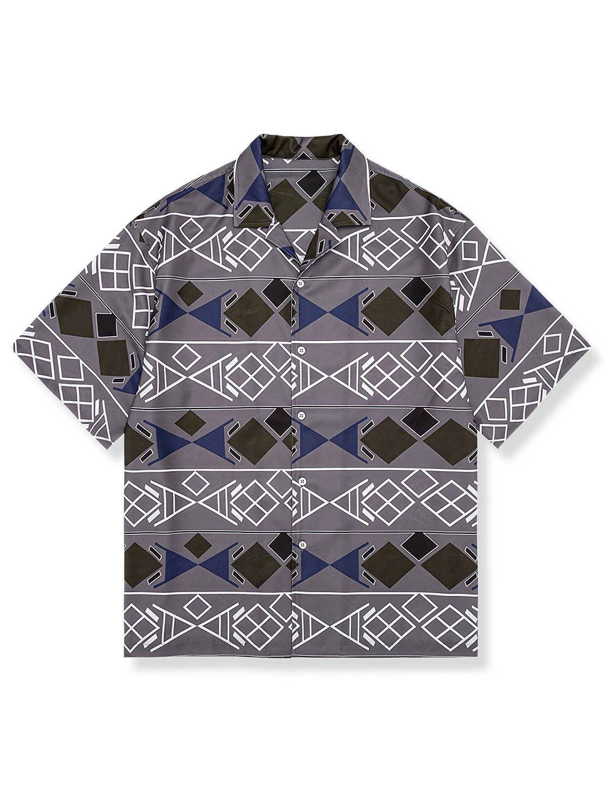 畲族の伝統模様と植物染色を用いたエスニックプリントキューバ襟シャツ