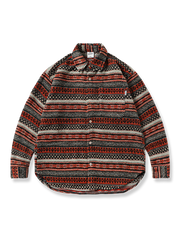 民族調ボーダージャガード織りツイード長袖シャツの製品イメージ