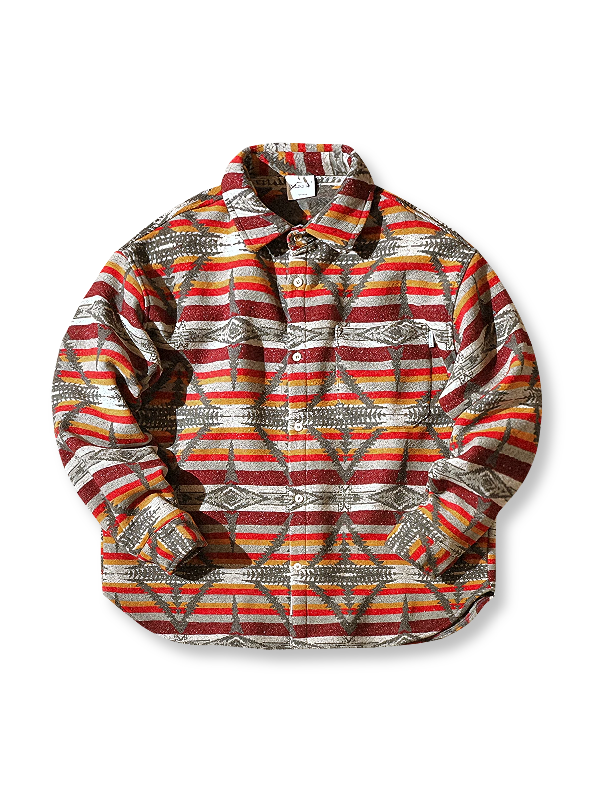 トーテム柄とナバホカラーが際立つ民族風ウール厚手シャツ