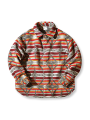 トーテム柄とナバホカラーが際立つ民族風ウール厚手シャツ