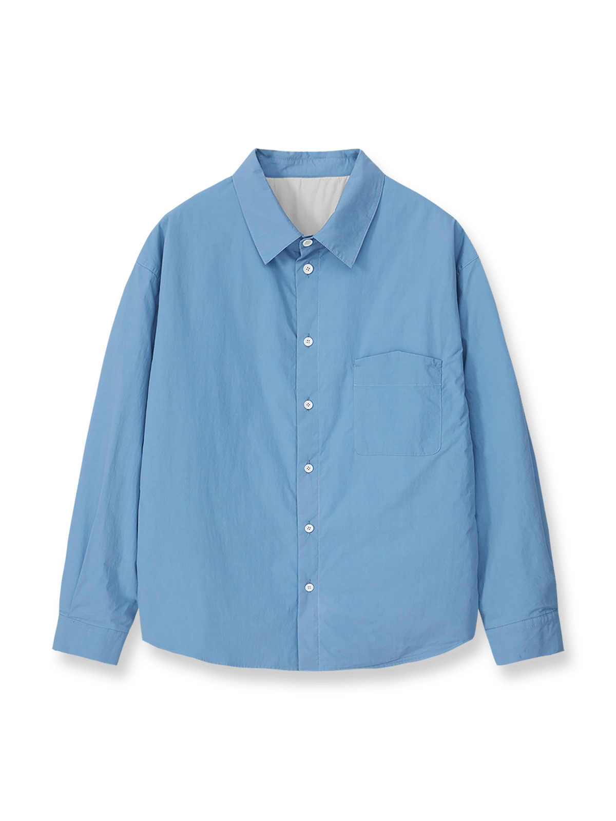 キルティング裏地とスリムシルエットが特徴のエクストラウォームコットン長袖シャツの全体像。