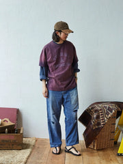 フェードグラデーションヘンリーネックTシャツ