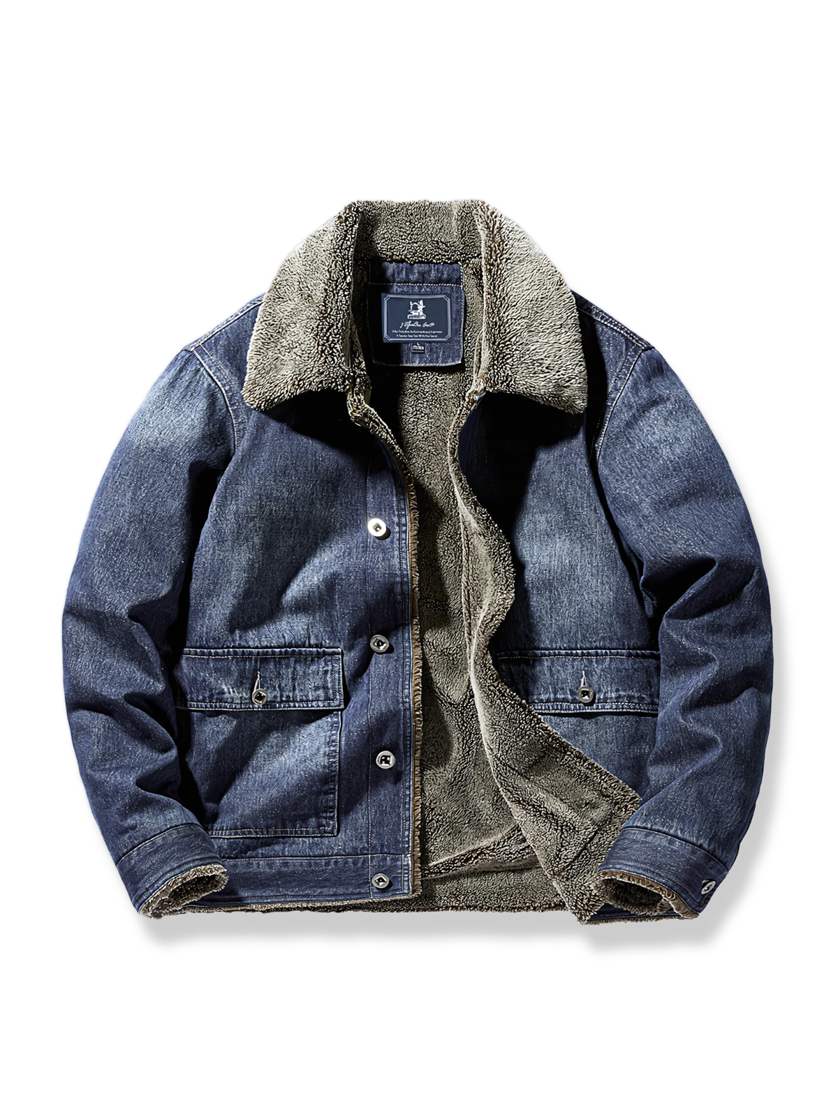 シープスキン裏ボア付きコットンデニムジャケットの製品イメージ