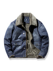 シープスキン裏ボア付きコットンデニムジャケットの製品イメージ