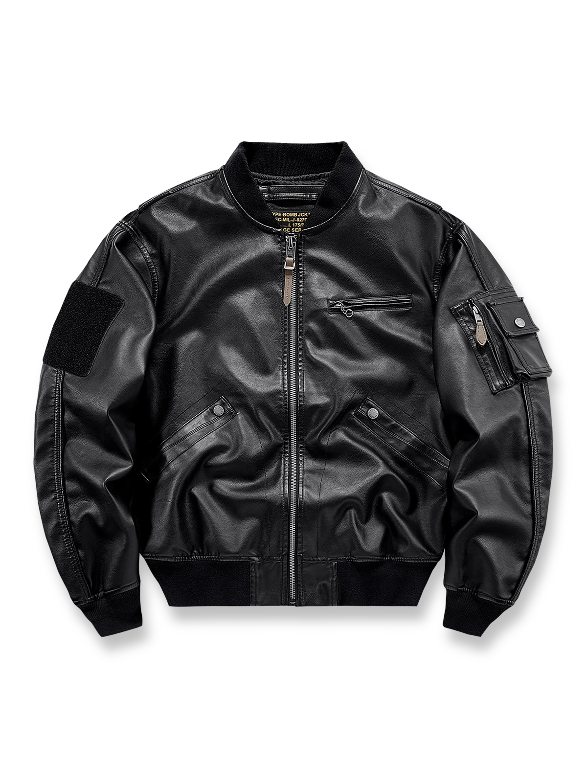 PUコーティング生地を使用したパイロットレザージャケット。