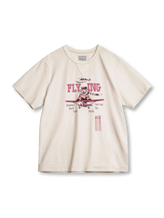 猛虎と戦闘機の大胆プリントが特徴の混紡素材Tシャツ。90年代ヴィンテージディテール付きで快適な着心地