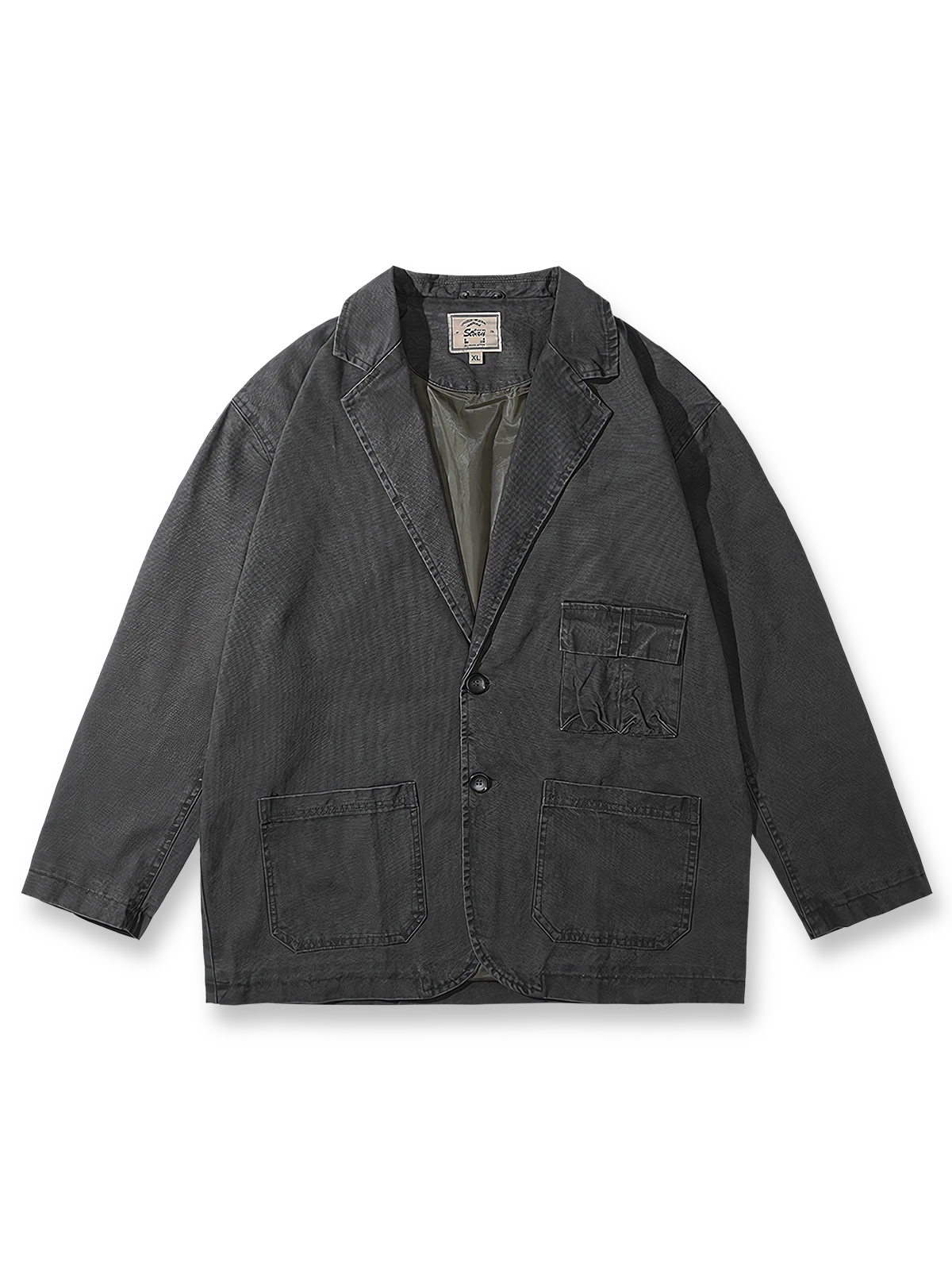 フレンチワークとスーツを融合したウォッシュ加工のカジュアルスーツ