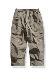 立体ポケット付きナイロン混紡ロングパンツ