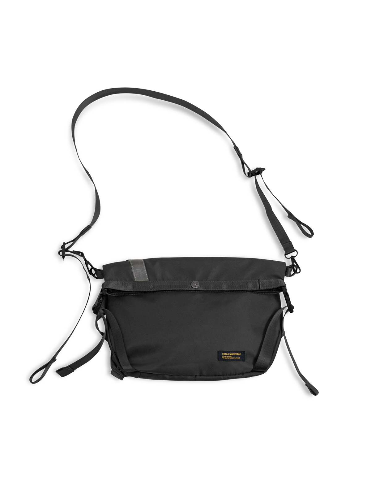 軽量で収納豊富なスナップボタン開閉の斜め掛けサイクリングバッグ